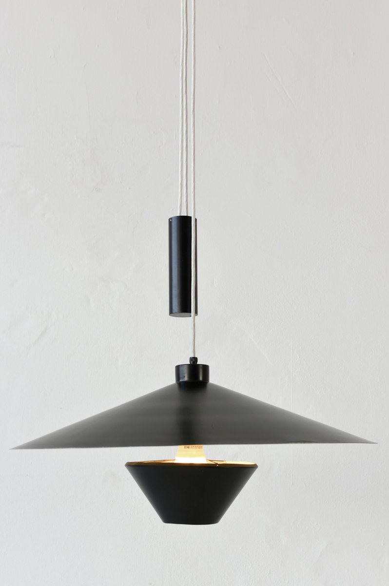 Black & White Metal Pendant from Baltensweiler, 1960s