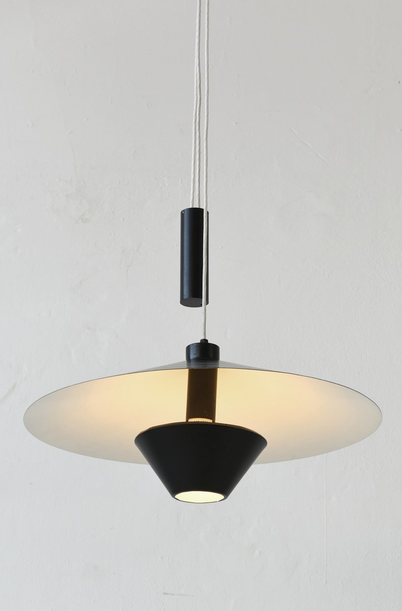 Black & White Metal Pendant from Baltensweiler, 1960s