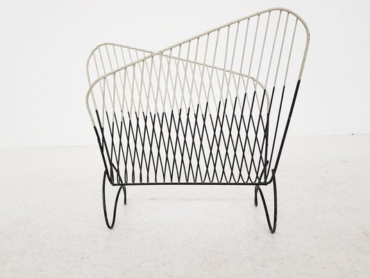 Black & White Plastic Magazine Rack, 1950s-ZO-510931