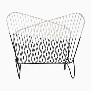 Black & White Plastic Magazine Rack, 1950s-ZO-510931