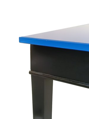 Black Wood and Blue Glass Console Table by Tito Agnoli, 1950s-YUW-2018630