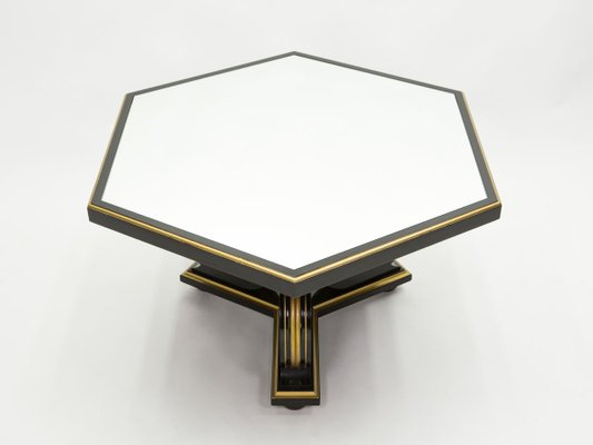 Black Wood and Gold Mirror Dining Table by Maurice Hirsch, 1970s-YJA-858681