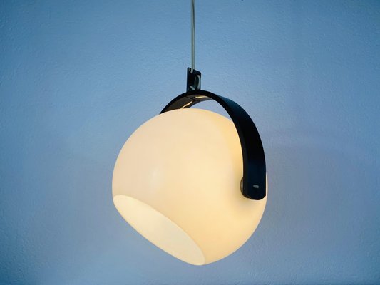 Black Wood and White Plastic Pendant Lamp from Temde, 1970s-PUK-699865