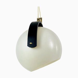 Black Wood and White Plastic Pendant Lamp from Temde, 1970s-PUK-699865