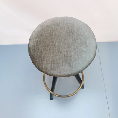 Black Wood & Brass Stool by Paolo Buffa-VJY-1153445