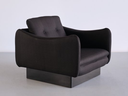 Black Wool & Wood Armchair by Michel Mortier for Steiner, France, 1963-FMT-1389462