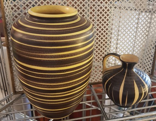 Black & Yellow Ceramic Vases, 1950s, Set of 3-QDP-838528