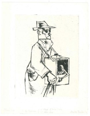 Blind Man - Original Etching by A. Ruellan - Mid 20th Century Mid 20th Century