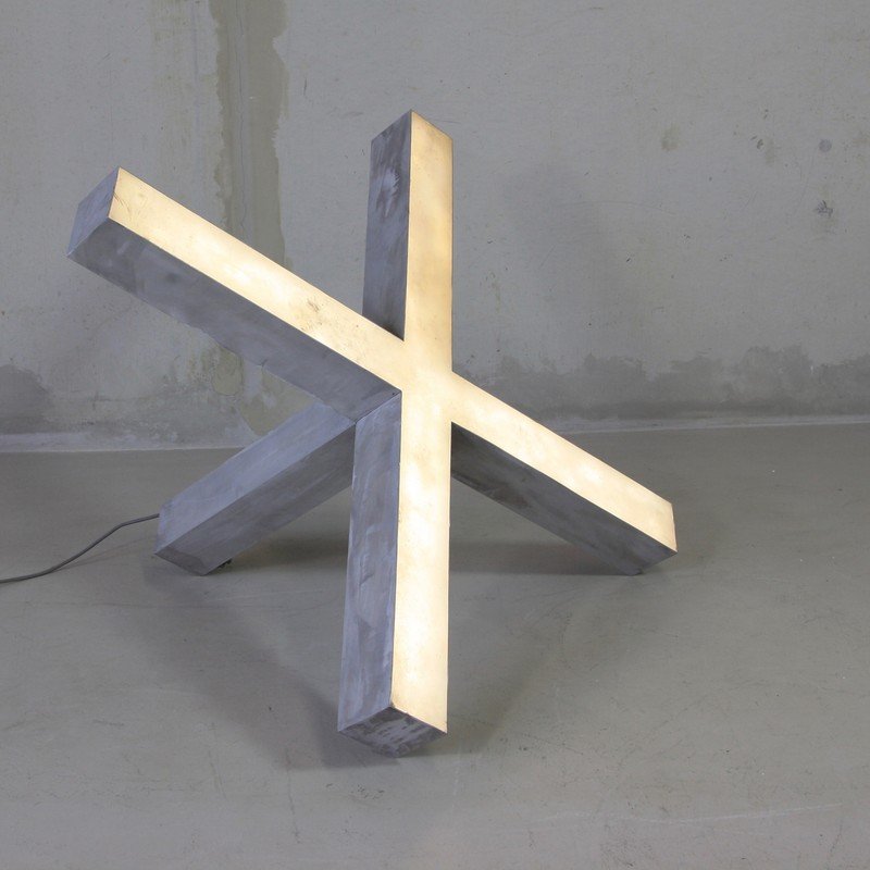 Blocking Cross Aluminium Light Sculpture by Joachim Ramin