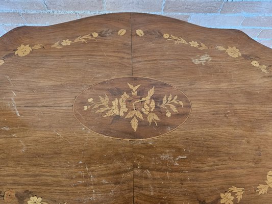 Blond Walnut Biscuit Table with Maple Inlays, Pink Maple and Mahogany, 1940s-ZUW-1799548