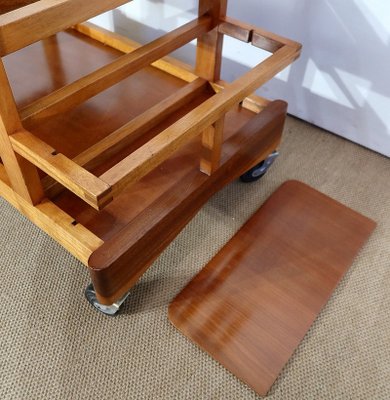 Blonde Mahogany Table with Wheels, 1960s-RVK-1142126