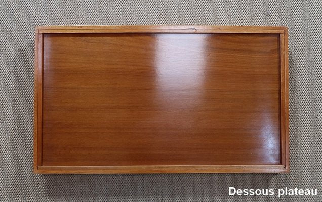 Blonde Mahogany Table with Wheels, 1960s-RVK-1142126