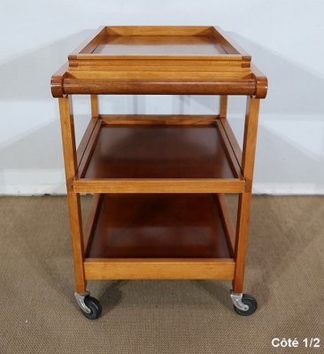 Blonde Mahogany Table with Wheels, 1960s-RVK-1142126