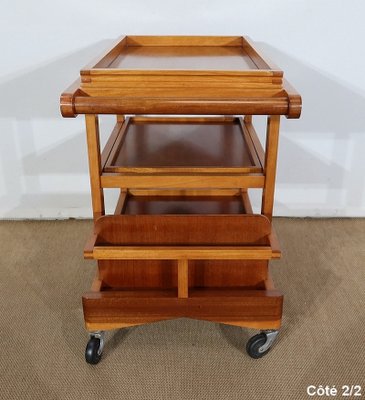 Blonde Mahogany Table with Wheels, 1960s-RVK-1142126