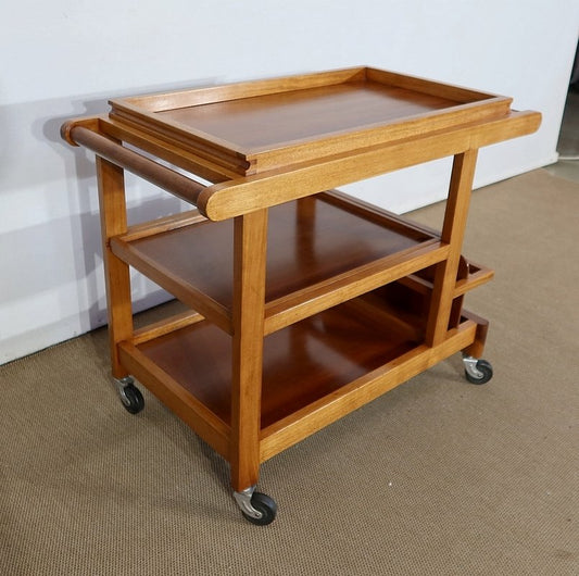 Blonde Mahogany Table with Wheels, 1960s