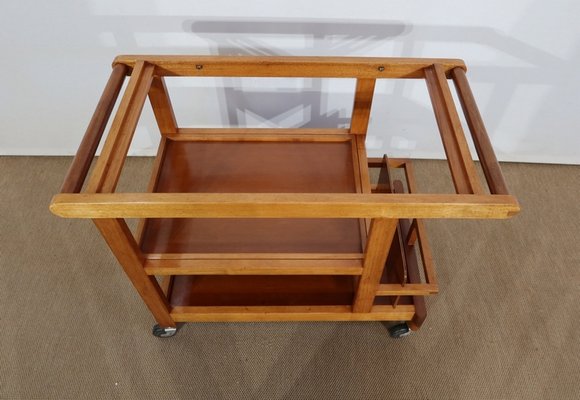 Blonde Mahogany Table with Wheels, 1960s-RVK-1142126