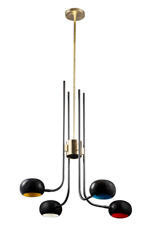 Blossom 4 Stalk Tulip Chandelier by Pierangelo Orecchioni for Brass Brothers