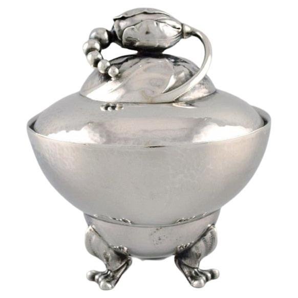 Blossom Sugar Bowl in Hammered Sterling Silver from Georg Jensen, 1920s