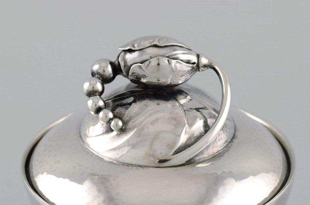 Blossom Sugar Bowl in Hammered Sterling Silver from Georg Jensen, 1920s