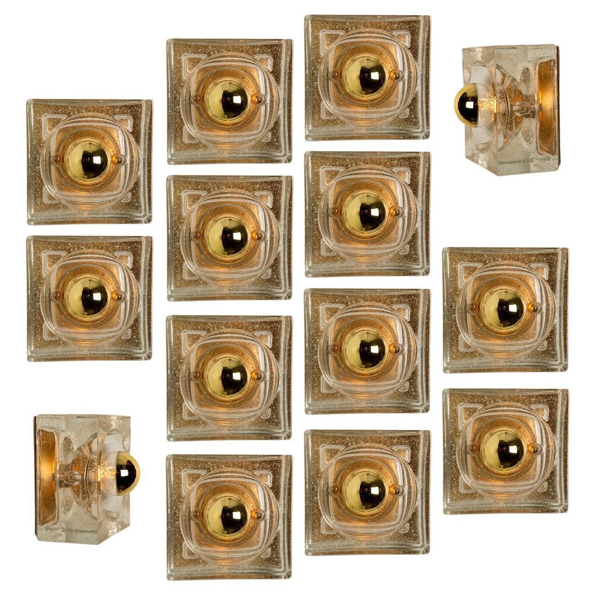 Blown Glass Cube Table, Wall or Ceiling Lights, Austria, 1960s