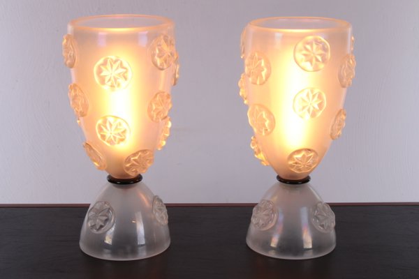 Blown Murano Glass Table Lamps by Barovier and Toso, 1950s, Set of 2-EZZ-1107082