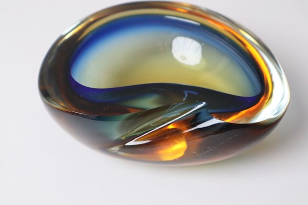 Blue Amber-Colored Murano Glass Bowl, 1950s-ESB-1806215