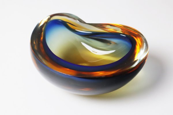 Blue Amber-Colored Murano Glass Bowl, 1950s-ESB-1806215