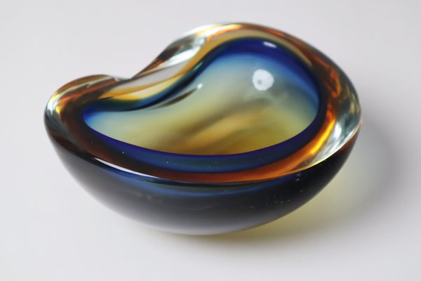 Blue Amber-Colored Murano Glass Bowl, 1950s-ESB-1806215