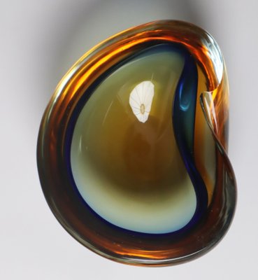 Blue Amber-Colored Murano Glass Bowl, 1950s-ESB-1806215