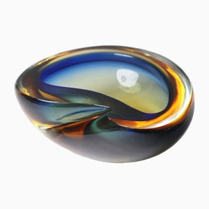 Blue Amber-Colored Murano Glass Bowl, 1950s-ESB-1806215