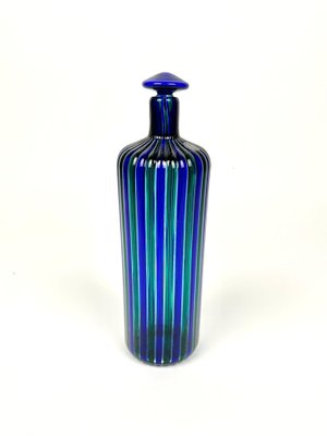 Blue and Green Murano Glass Bottle attributed to Fulvio Bianconi for Venini, Italy, 1988-LYQ-1419251