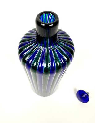 Blue and Green Murano Glass Bottle attributed to Fulvio Bianconi for Venini, Italy, 1988-LYQ-1419251