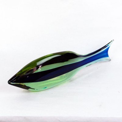 Blue and Green Murano Glass Fish attributed to Antonio Da Ros for Cenedese Murano, Italy, 1960s-MH-1721301