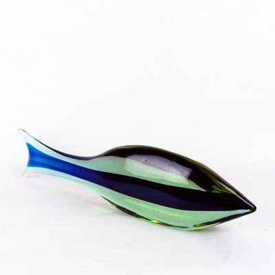 Blue and Green Murano Glass Fish attributed to Antonio Da Ros for Cenedese Murano, Italy, 1960s-MH-1721301