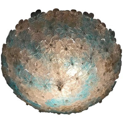 Blue and Ice Murano Glass Ceiling Lamp from Barovier & Toso, 1970s-MBH-1032001