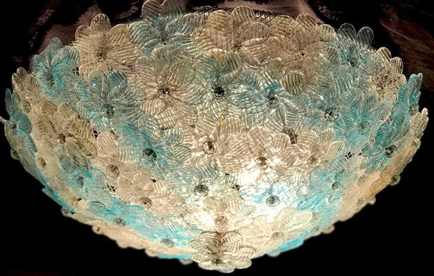 Blue and Ice Murano Glass Ceiling Lamp from Barovier & Toso, 1970s-MBH-1032001