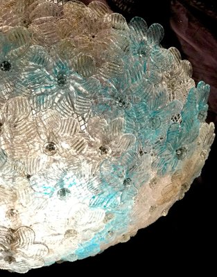 Blue and Ice Murano Glass Ceiling Lamp from Barovier & Toso, 1970s-MBH-1032001