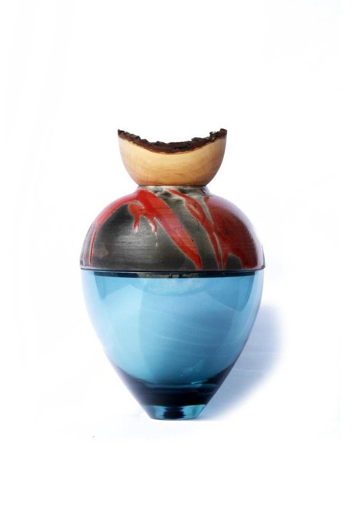 Blue and Red Butterfly Stacking Vessel by Pia Wüstenberg