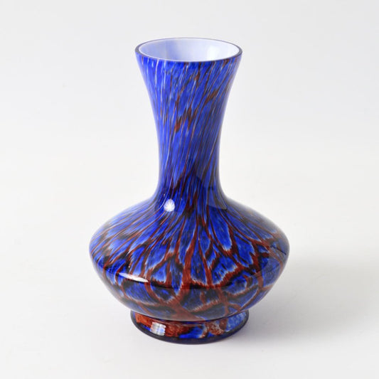 Blue and Red Spatter Glass Vase from Wilhelm Kralik, 1920s