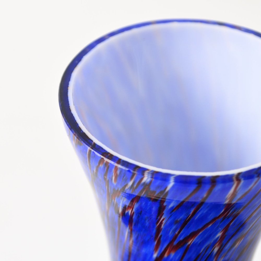 Blue and Red Spatter Glass Vase from Wilhelm Kralik, 1920s