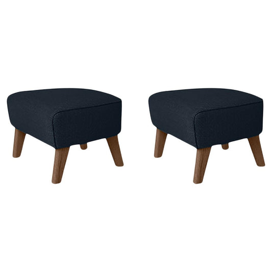 Blue and Smoked Oak Raf Simons Vidar 3 My Own Chair Footstools by Lassen, Set of 2