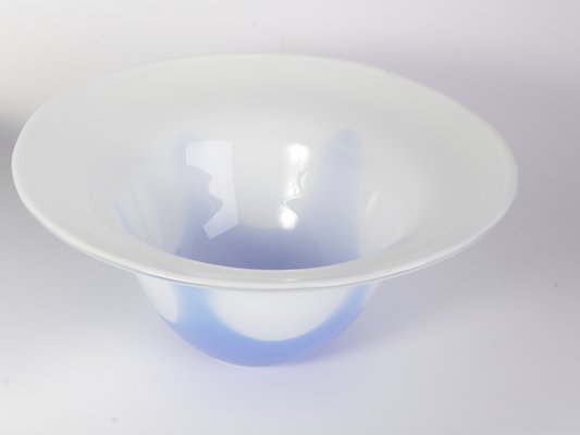 Blue and White Glass Bowl and Vase Set from Egermann, 1980s, Set of 4-IND-546938