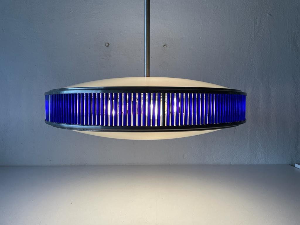 Blue and White Glass UFO Ceiling Lamp by Gunther Lambert, Germany, 1970s