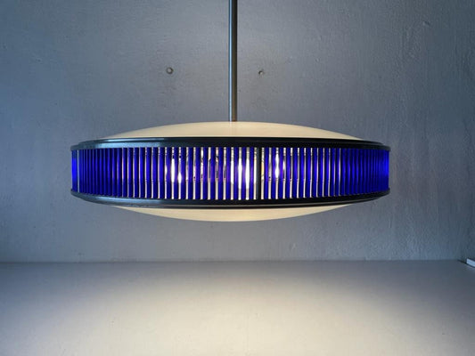 Blue and White Glass UFO Ceiling Lamp by Gunther Lambert, Germany, 1970s