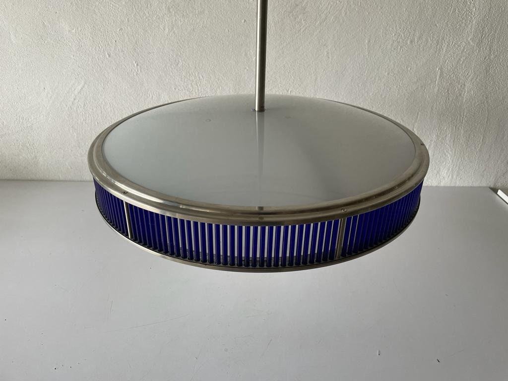 Blue and White Glass UFO Ceiling Lamp by Gunther Lambert, Germany, 1970s