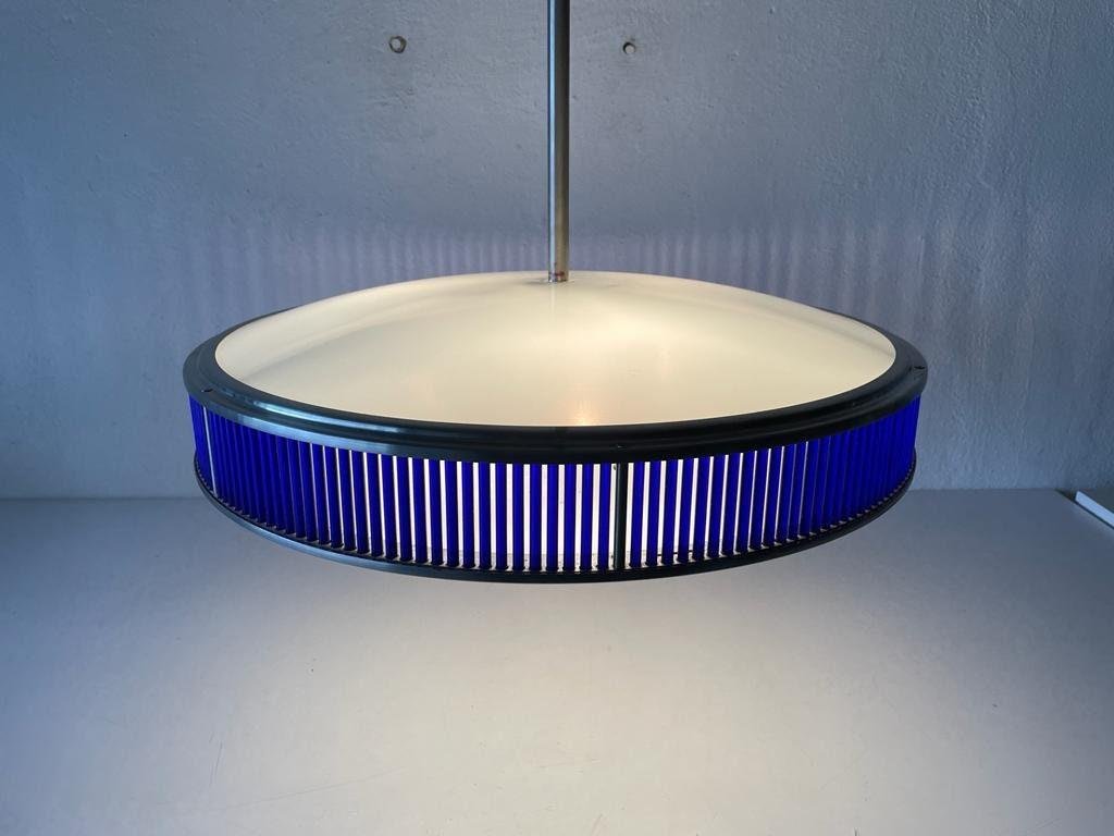 Blue and White Glass UFO Ceiling Lamp by Gunther Lambert, Germany, 1970s