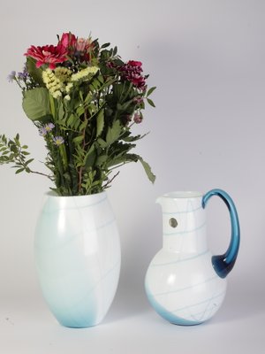 Blue and White Glass Vase and Jug Set from Bohemia Crystal, 1990s, Set of 2-IND-546933