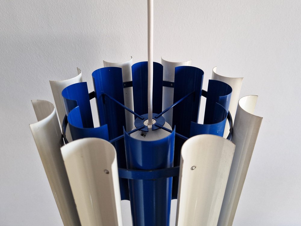 Blue and White Pendant Lamp by Yki Nummi for Orno, Finland, Mexico, 1960s