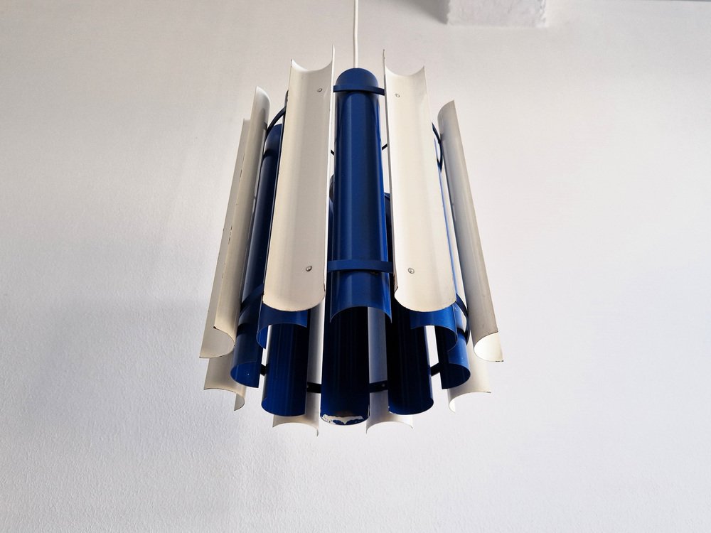 Blue and White Pendant Lamp by Yki Nummi for Orno, Finland, Mexico, 1960s