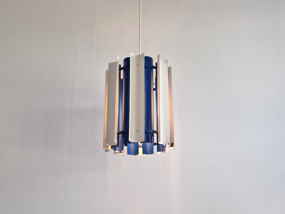 Blue and White Pendant Lamp by Yki Nummi for Orno, Finland, Mexico, 1960s